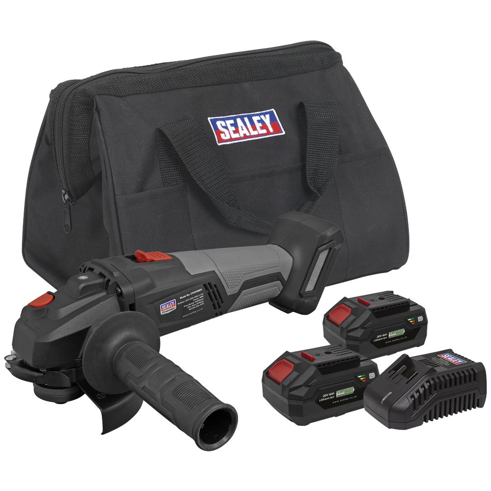 Sealey Cp20vagx 20v Cordless Brushless Angle Grinder 115mm